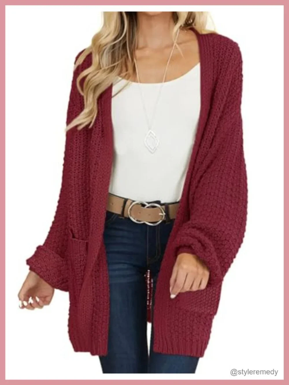Chunky Knit Cardigan Open Front Oversized Lantern Sleeve Winter
